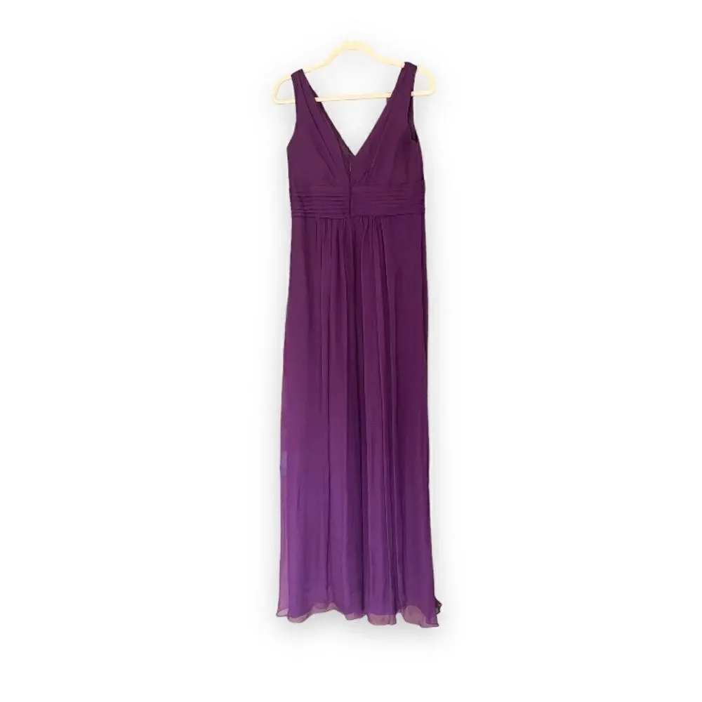 AMSALE | 100% Silk Purple Empire Waist Gown (12)